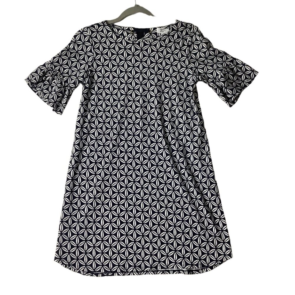 Crown & Ivy Women XL Shell Print Dress Tunic Bell Sleeves Beach Cruise Back Tie